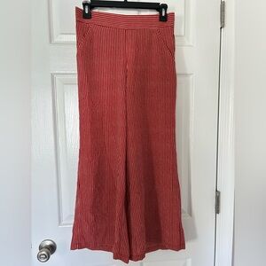 Max Studio Crepe Wide Leg Cropped Pull-On Pants in Terracotta